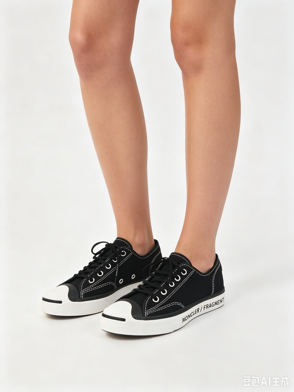 Moncler Black Low-Top Canvas Sneakers